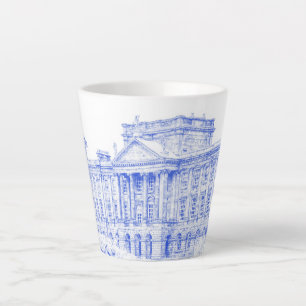 Caneca De Café Latte Lata (S) - "Motivos de Pemberley" (Azul)