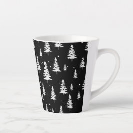 Caneca De Café Latte Latão de Natal Negro e Branco