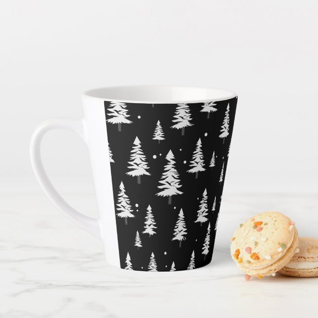 Caneca De Café Latte Latão de Natal Negro e Branco (In Situ)