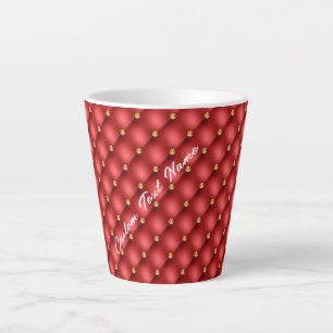 Caneca De Café Latte Latão de Texto Personalizado com Entalhe Vermelho