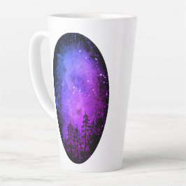 Caneca De Café Latte Latte de galáxia roxa e verde
