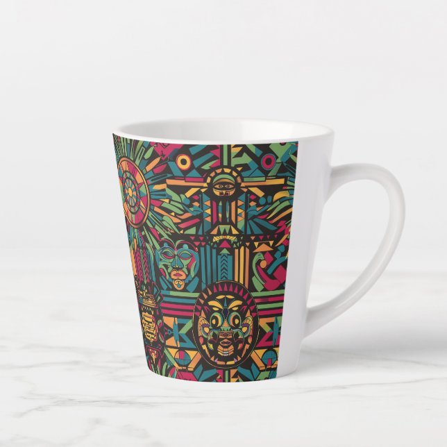 Caneca De Café Latte Latte M do Ciano Eetéreo "Sois e Pirâmides Eclipsa (Direita)