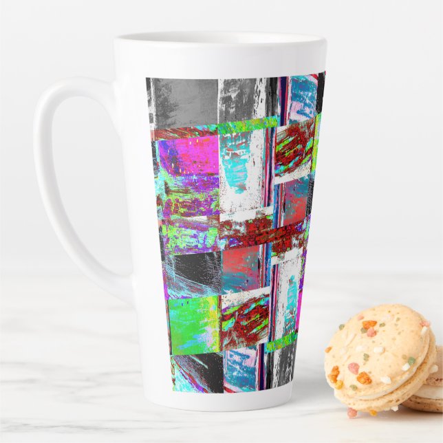 Caneca De Café Latte Latte Mug – Abstract Grid (In Situ)