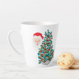 Caneca De Café Latte Latte Mug: Árvore de Natal e Papai Noel