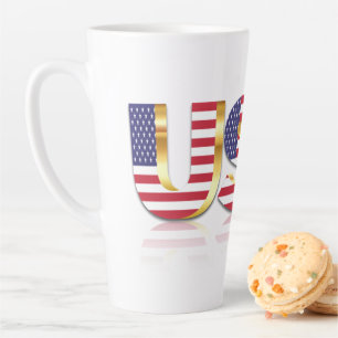 Caneca De Café Latte Latte Mug, Bandeira dos EUA