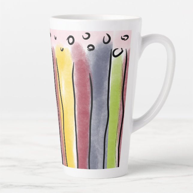 Caneca De Café Latte Latte mug colorfull stripes (Direita)
