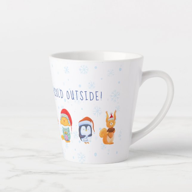 Caneca De Café Latte Latte Mug com amigos de animais de Natal (Direita)