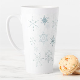 Caneca De Café Latte Latte Mug com flocos de neve pintados manualmente
