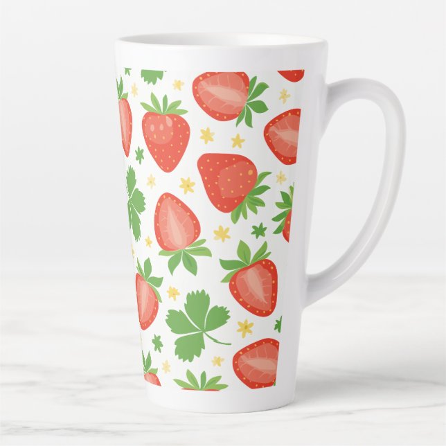 Caneca De Café Latte Latte Mug com Morangos (Direita)