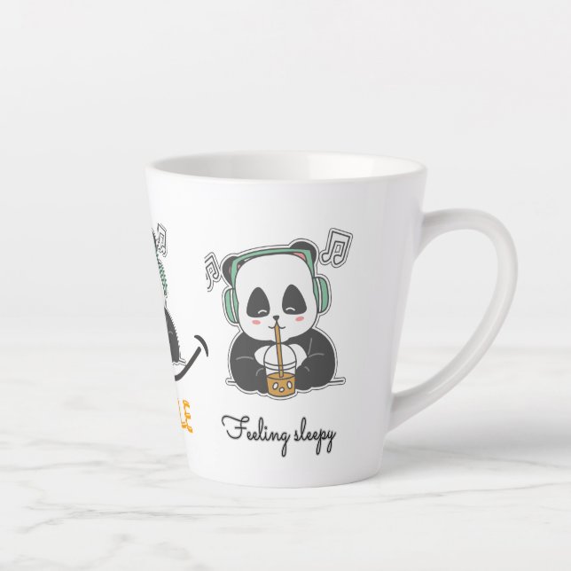 Caneca De Café Latte Latte Mug com uma pintura panda fofa (Direita)