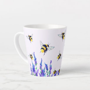 Caneca De Café Latte Latte Mug de Abelhas de Primavera voador