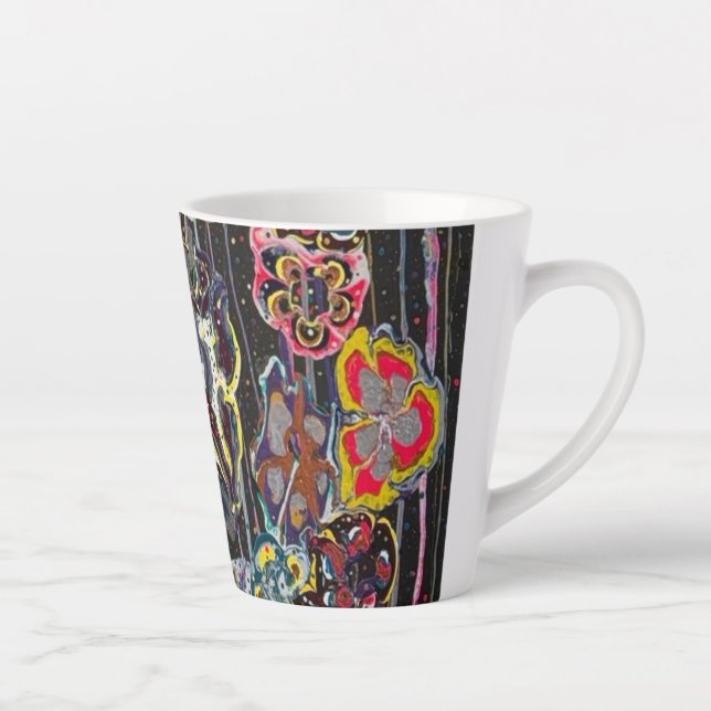 Caneca De Café Latte Latte Mug – Elegant Floral Art Cup, Perfect Christ (Direita)