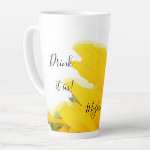 Caneca De Café Latte Latte Mug, Girassol, Personalizado