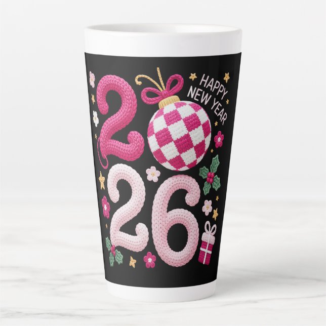 Caneca De Café Latte Latte Mug-Happy New Year 2026 (Frente)