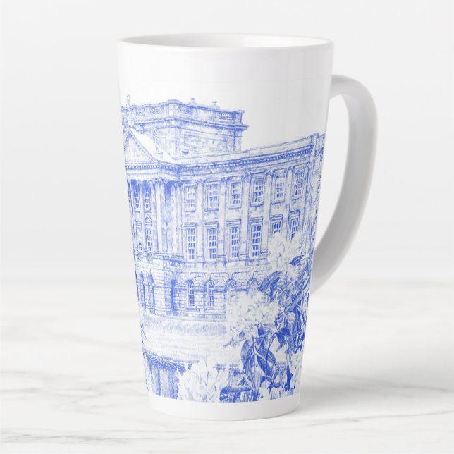 Caneca De Café Latte Latte Mug - "Os Motivos de Pemberley" (Azul) (Ângulo direito)
