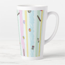 Caneca De Café Latte Latte Mug – Sports & Stripes Pastel Racing Design