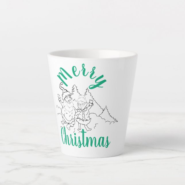 Caneca De Café Latte Latte Mug ; Sr. e Sra. Claus (Frente)