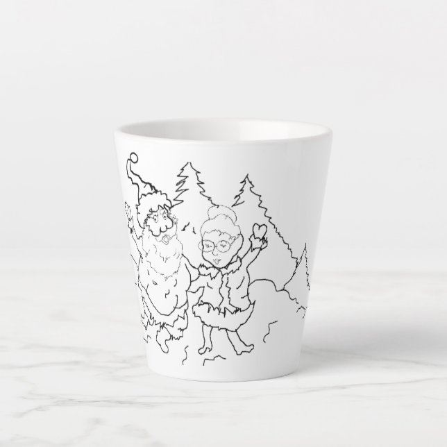 Caneca De Café Latte Latte Mug ; Sr. e Sra. Claus (Frente)
