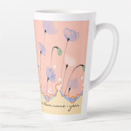 Caneca De Café Latte Latte Mug - tema PEG com papoilas, texto personali