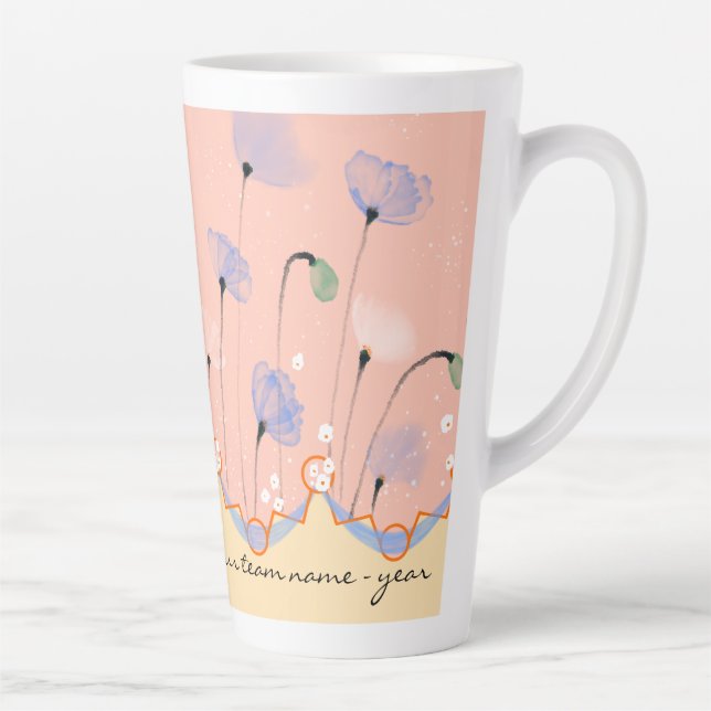 Caneca De Café Latte Latte Mug - tema PEG com papoilas, texto personali (Direita)