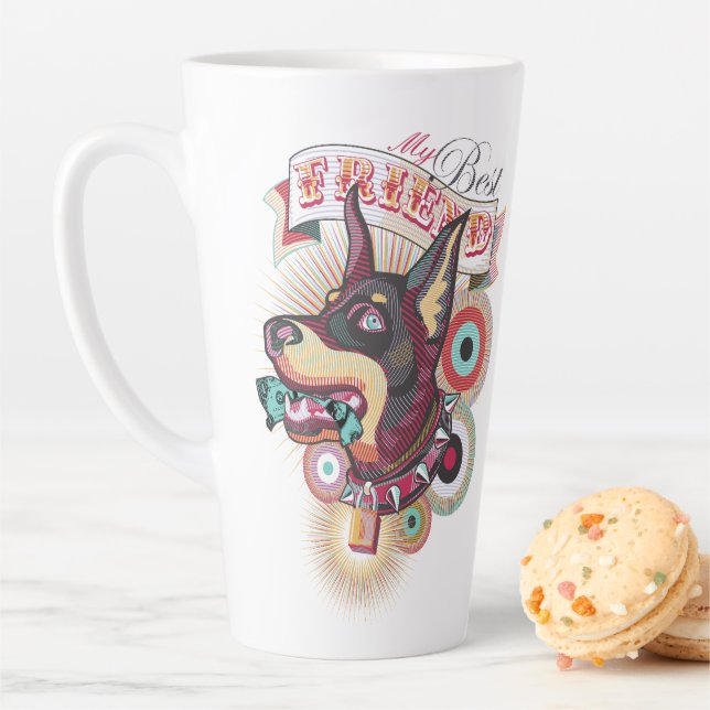 Caneca De Café Latte Latte Mug – Urban Loyalty Doberman Pop-Art Design (In Situ)