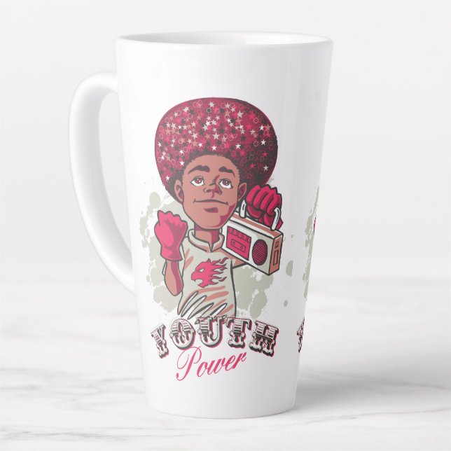 Caneca De Café Latte Latte Mug – YOUTH Power Afro & Boombox Urban  (Ângulo esquerdo)