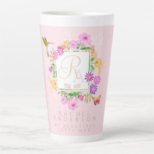 Caneca De Café Latte Latte Rosa-Rosa-Floral Garden