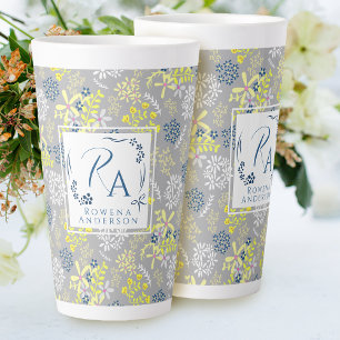 Caneca De Café Latte Lavanda das flores de Buquê pequenino