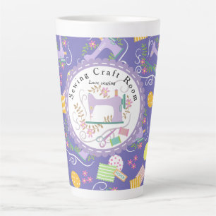 Caneca De Café Latte Lavanda de costura