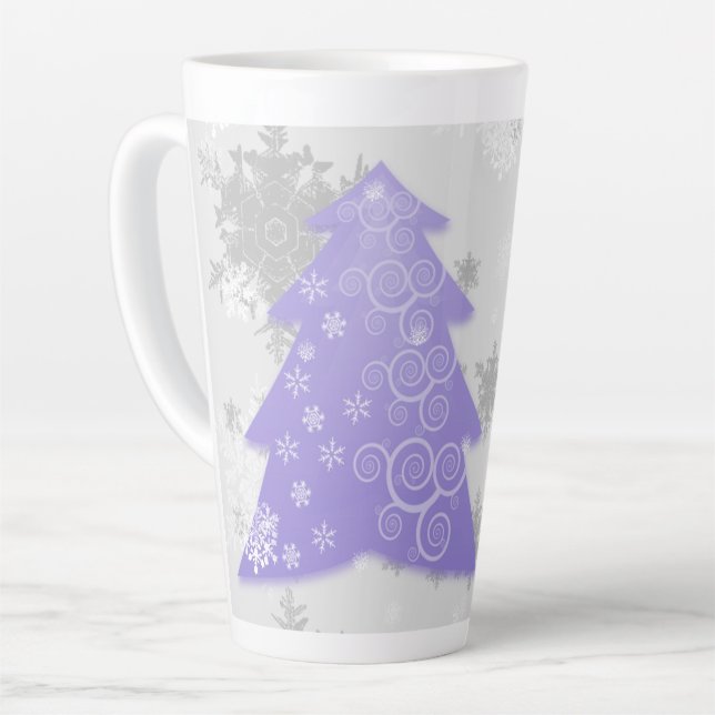 Caneca De Café Latte Lavanda Festiva Árvore de Natal Latino (Ângulo esquerdo)
