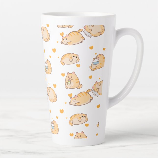 Caneca De Café Latte Lazy Orange Cat (Direita)
