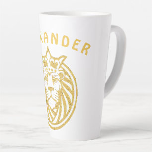 Caneca De Café Latte Leão com Coroa - Estilo Dourado 4