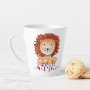 Caneca De Café Latte Leão desenhado à mão personalizado para crianças f