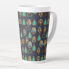 Caneca De Café Latte Legado do Faraó: Padrões Antigos Egípcios