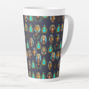 Caneca De Café Latte Legado do Faraó: Padrões Antigos Egípcios