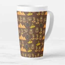 Caneca De Café Latte Legado do Faraó: Padrões Antigos Egípcios