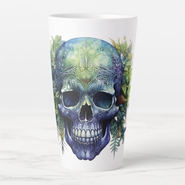 Caneca De Café Latte 🔥 💀 Legal crânio Latino 💀 🔥 (Frente)