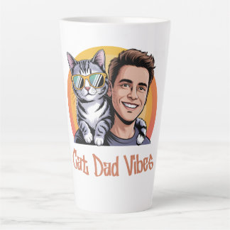Caneca De Café Latte Legal Pai De Gato Viba Camisa T Estilo Retroativo