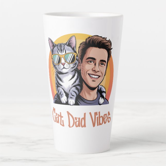 Caneca De Café Latte Legal Pai De Gato Viba Camisa T Estilo Retroativo  (Frente)