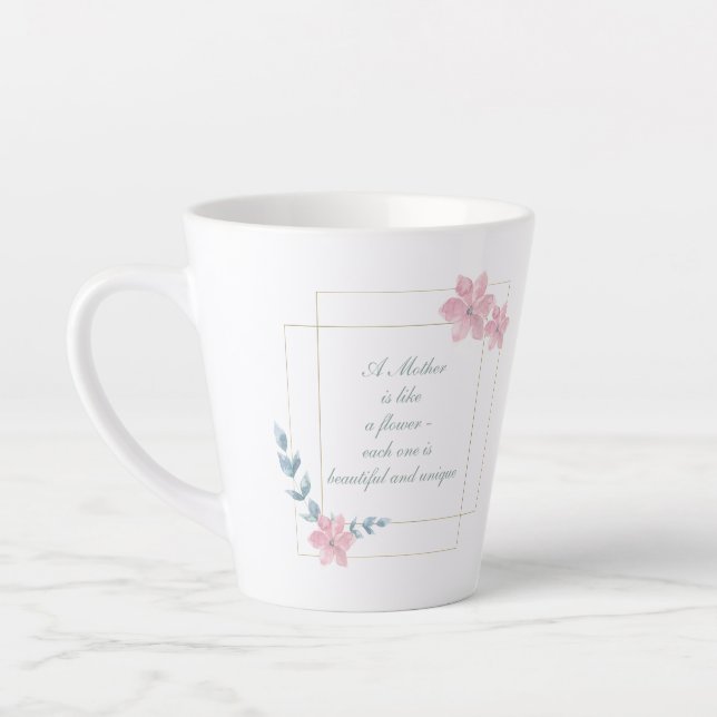 Caneca De Café Latte Legenda da Mãe Geométrica Floral (Esquerda)