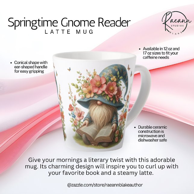 Caneca De Café Latte Leitor Gnome Latino do Springtime (Criador carregado)