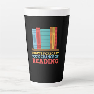 Caneca De Café Latte Leitura - 100% de chance de ler livros engraçados