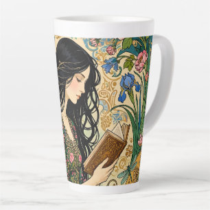 Caneca De Café Latte Leitura no Jardim Art Nouveau