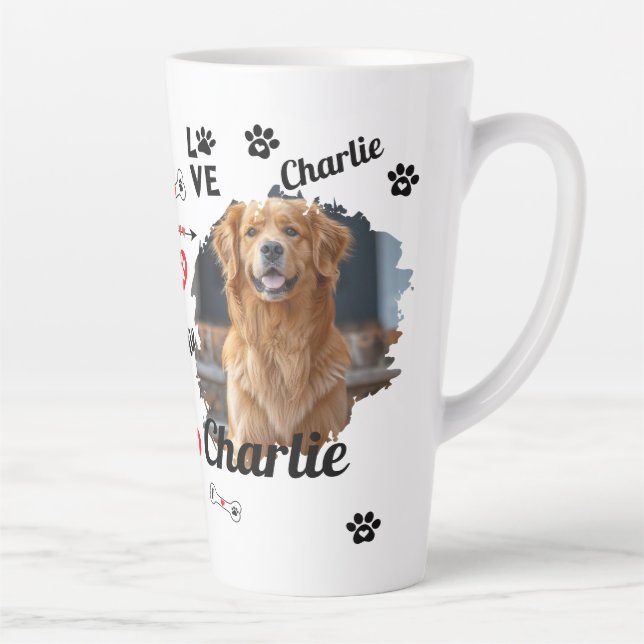 Caneca De Café Latte Lembranças Personalizadas de Memorial de Cachorro  (Direita)