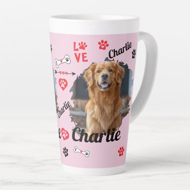Caneca De Café Latte Lembranças Personalizadas de Memorial de Cachorro  (Ângulo direito)