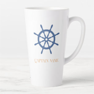 Caneca De Café Latte Leme de Navio Personalizado Praia Náutica