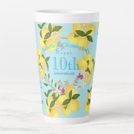 Caneca De Café Latte Lemon Squeeze Weding Aniversário Blue