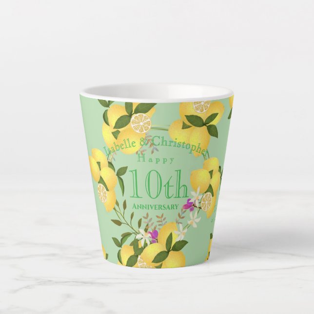 Caneca De Café Latte Lemon Squeeze Weding Aniversário Verde (Frente)