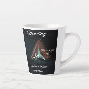 Caneca De Café Latte Lendo, a aventura continua