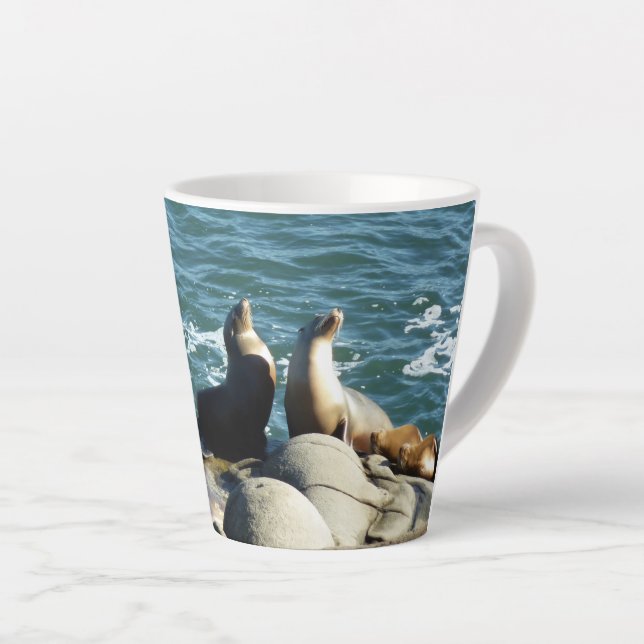 Caneca De Café Latte Leões Marinhos de San Diego (Ângulo direito)